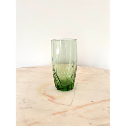 Retro Vintage Anchor Hocking Central Park Ivy Swirl Glasses Set of 12oz Tall Water Glasses in Green