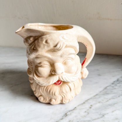Vintage ceramic Santa pitcher front view