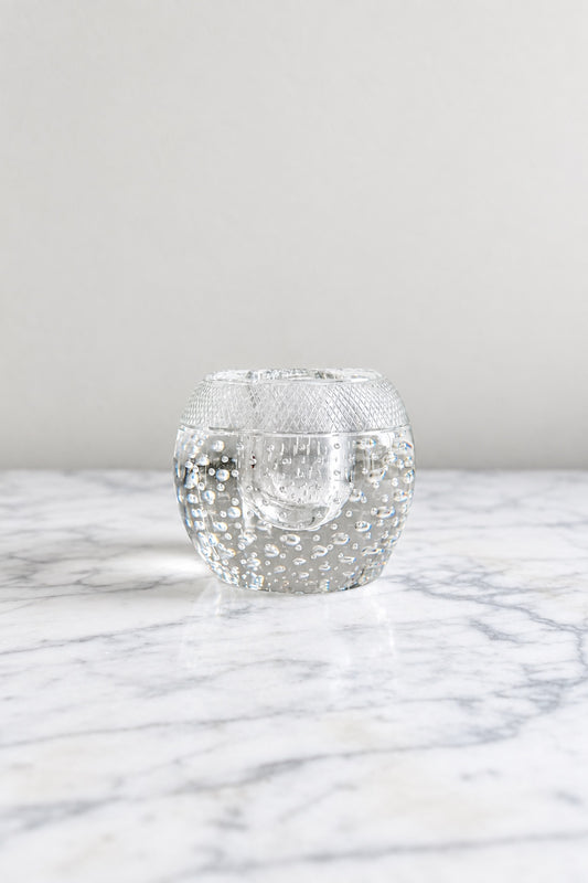 Vintage clear crystal controlled bubble match striker with crosshatched striking band