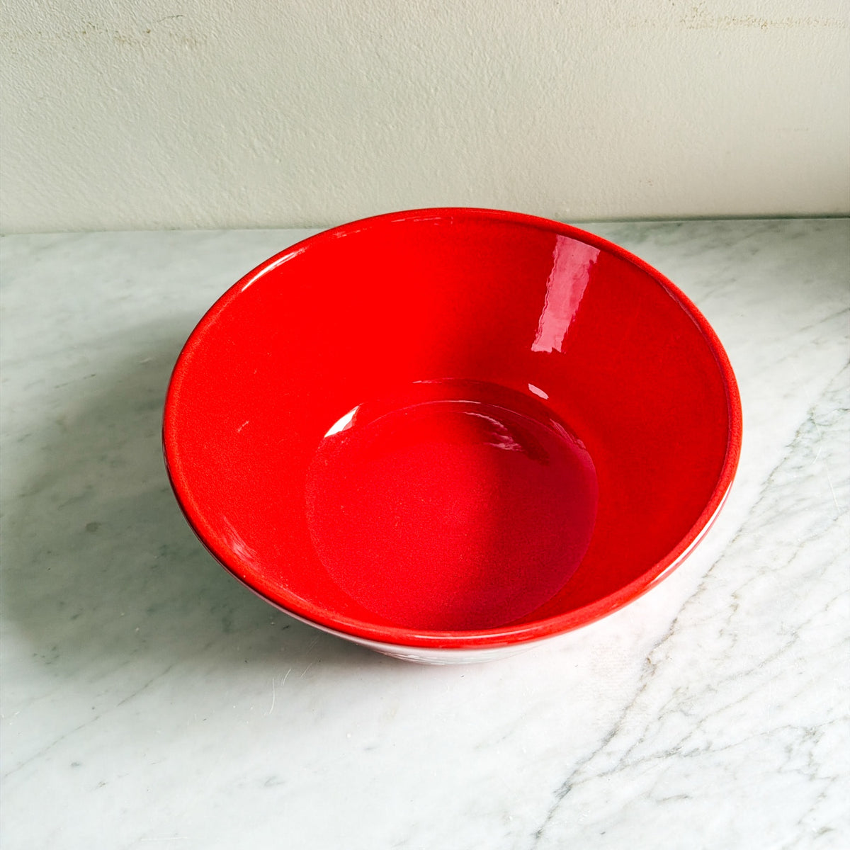 Interior of vintage Waechtersbach red Christmas tree ceramic bowl
