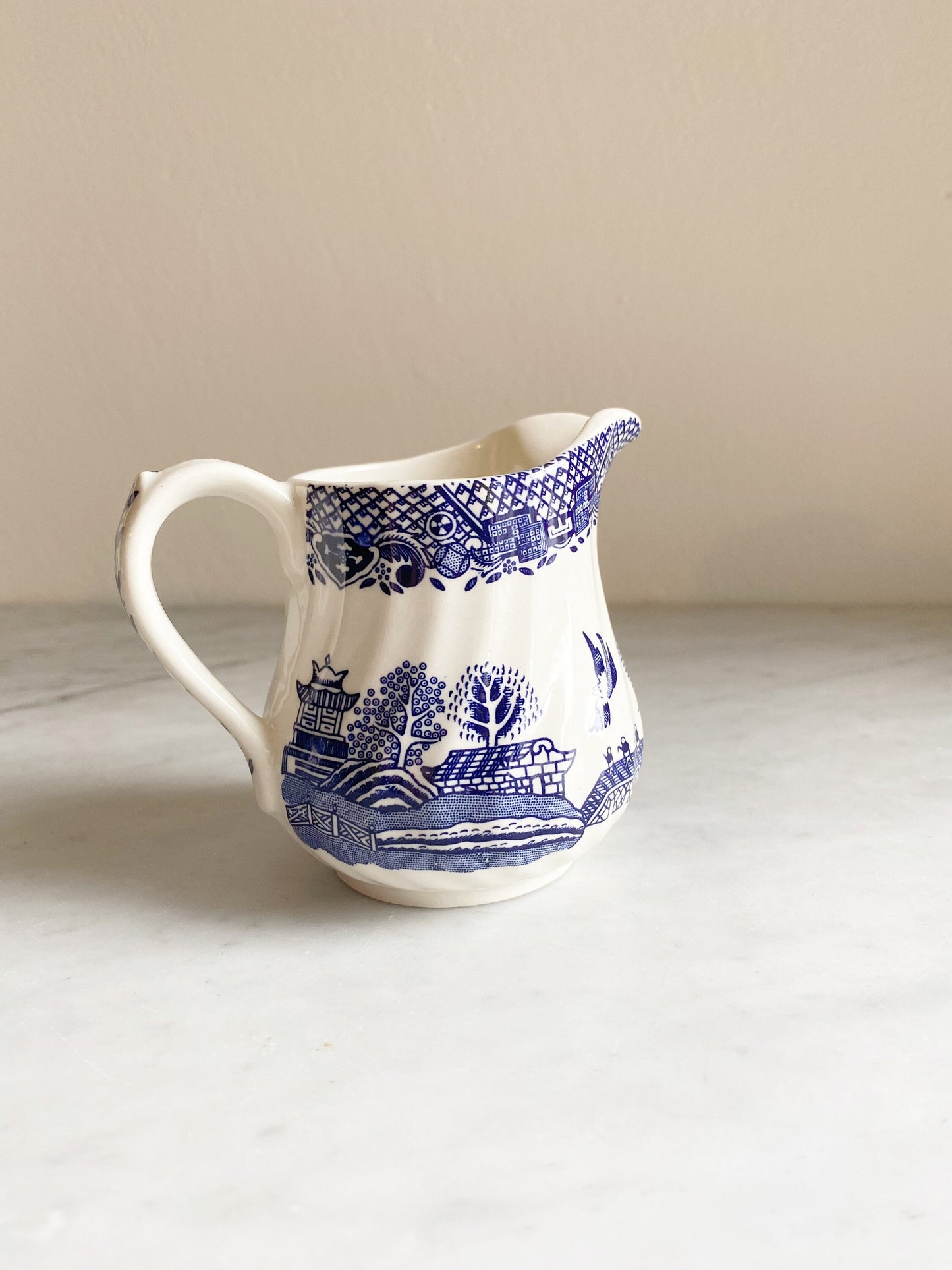 Barratts of Staffordshire Willow 6oz Small Creamer, Blue Transferware, Staffordshire china, Made in England