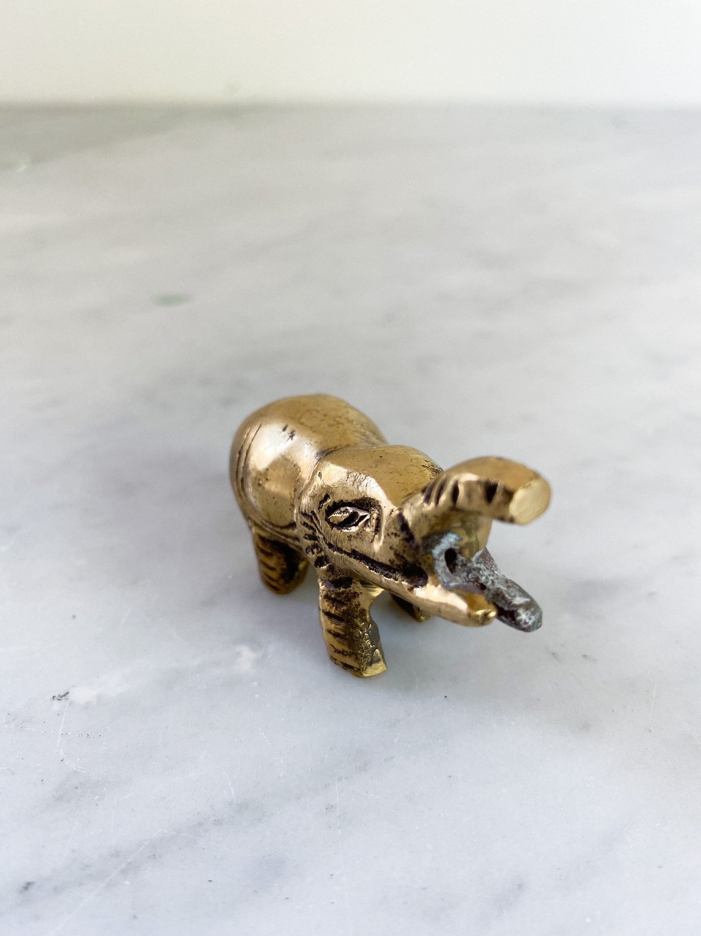Trio of Vintage Brass Elephants Figurine Good Luck Charms